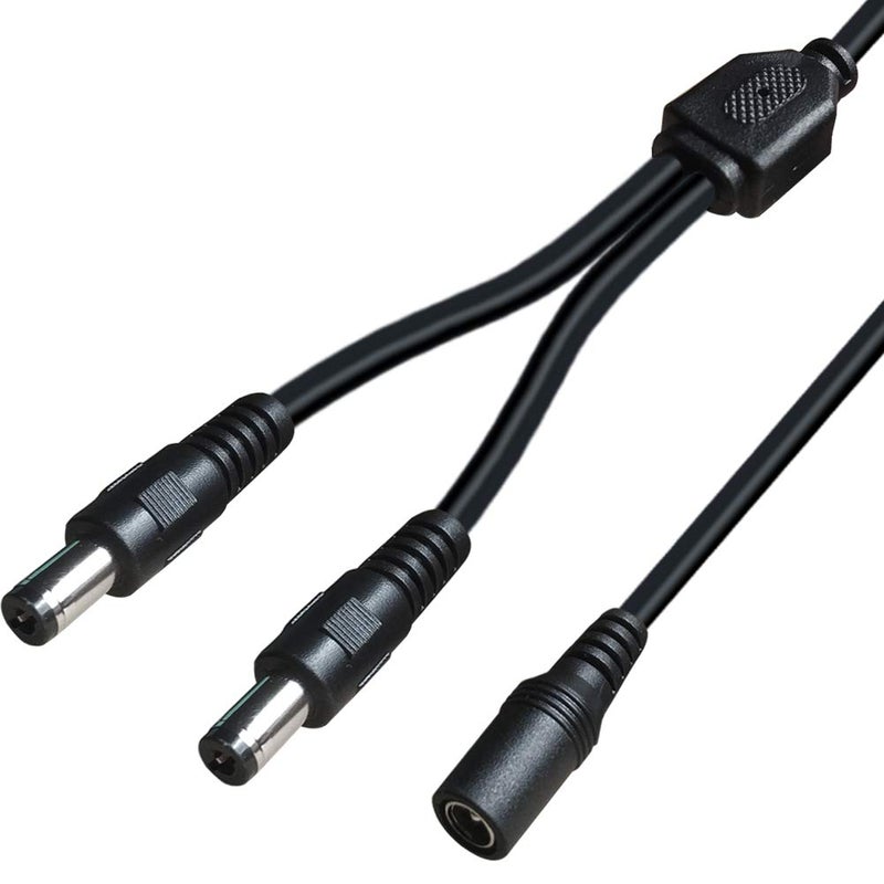 SIOCEN 2 Pack DC Power 1 Female to 2 Male 5.5mm x 2.1mm DC Power Supply Splitter Cord for Surveillance Camera Cable Barrel Plug,Y Splitter Adapter Wire,2 Way Y-Cable for CCTV Security Camera,LED Strip Light - Image 2